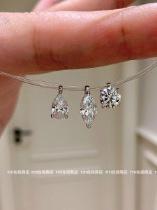 Invisible Fishing Line Necklace with Moissanite Diamond Sirens Tear Fire Color Lockbone Chain Korean Style Fashion Jewelry