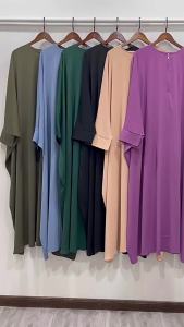 M215# Factory Direct Sales Middle East Muslim Womens Wear Islamic Dress Robe Loose Bat Sleeve Dress