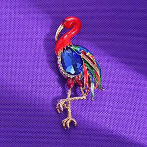 Cross-Border Hot Sale Animal Brooch Pin Mens Retro Personality Alloy Oil Drop Crane Sweater Suit Pin Accessories Fashion Jewelry