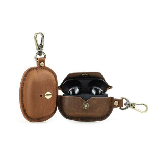 CONTACTS FAMILY Handmade Genuine Leather Earphone Case for SONY-WF-1000XM5 Headphones Shell Bluetooth Wireless Charge Box