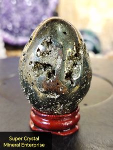 Natural Collection Peru Gold Pyrite Crystal Egg Ornament GPE04