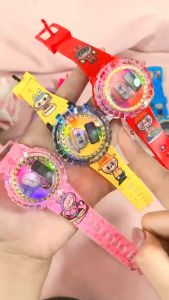 Terbaru Jam Tangan Anak Gasing Berputar 360 derajat & Display Digital Strap Rubber Karet Motif Labubu