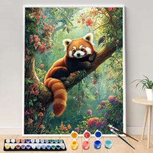 DIY Digital Oil Painting Paint By Numbers Rainforest Red Panda Canvas Hand Painted Artwork For Home Decoration Festival Gift