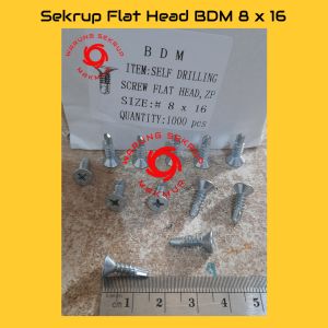 (100 pcs) Sekrup Roofing SDS FH 8x16 / Skrup Flat Head 1.5CM