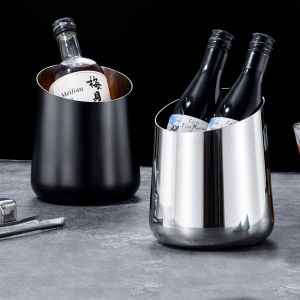 Thickened Stainless Steel Slanted Mouth Ice Bucket Beer Ice Storage Barrel KTV Bar Special Champagne Barrel Desktop Garbage Can
