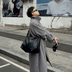 NIN Trendy Large Capacity Soft PU Leather Single Shoulder Crossbody Bag for Men And Women Suitable for Commuting And Studying Street Style