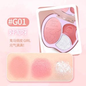Gogo Dance Low Saturation Natural Blush Highlighter Palette for Female Students Easy to Color Beauty Decoration Makeup Tools