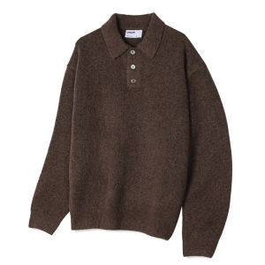 Ssumenam | Mens Loose Leisure Black Polo Neck Sweater