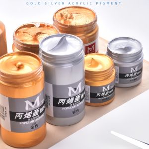 300ml Metal Acrylic Paint Waterproof Gold Glitter Acrylic Paint Silver Paint Wall paint that does not fade Watercolour Oil paint