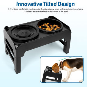 Elevated Dog Bowls 2-in-1 Raised Slow Feeder Dog Bowls Stand with Anti Spill Water Bowl 4 Height for Large Medium Dogs