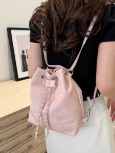 Trendy Fashionable Ladies Bucket Bag Chain Strap Shoulder Bag Soft PU Leather Large Size Casual Handbag Korean Style Bag