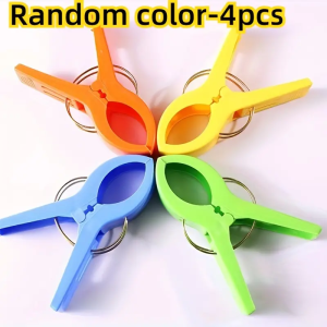 4-Pack Large Beach Towel Clips - Heavy-Duty Plastic Vibrant Colors Secure Grip for Pool Lawn Chairs Prevents Blowing Away