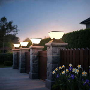 Vimite LED Solar Pillar Light Outdoor Waterproof Garden Lamp 3-Color Modern Decorative Post Lights On/Off Auto Sensor Light For Gate Garden Lawn Fence Balcony 太阳能柱头灯 户外防水太阳能灯