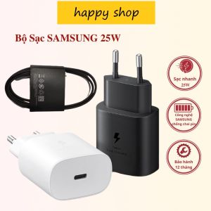 Combo Củ + Dây Bộ Sạc Siêu Nhanh 25W (Adaptor 25W + Cable chuẩn C to C) Dùng Cho Samsung A90 A80 A72 A71 A70 M51 - BH 1 Năm - Happy Shop