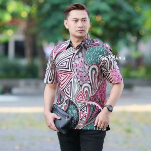 BAJU BATIK KANTOR [BAJU BATIK KEREN PRIA 2022 Kemeja Batik Aluna Premium Lengan Pendek Full Furing PD 013