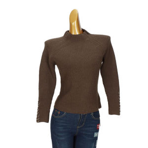 เสื้อสเวตเตอร์ถักคอปกสูงครึ่งตัวสำหรับผู้หญิง แขนยาว ทรงเข้ารูป นุ่ม สวมใส่สบาย ฤดูใบไม้ร่วง/ฤดูหนาว เสื้อผ้าทำงาน