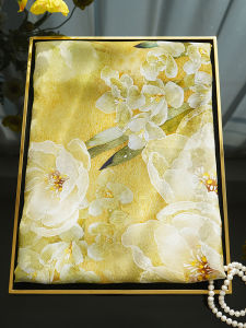 Double-Sided Silk Shawl Lightweight Smoke Purple Autumnal Heritage Floral Brocade Womens Gift Scarf Chinese Style Large Square