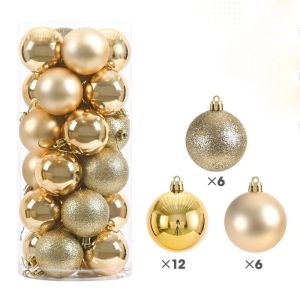 4cm 24/36Pcs Christmas Decoration Christmas Tree Hanging Decor Sparkling Metal Foil Christmas Ball For New Year Home Room Decor