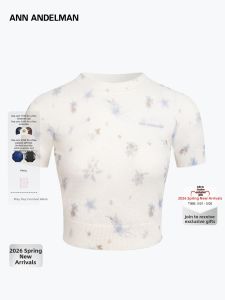 ANN ANDELMAN | Floral Print Short Sleeve Round Neck Slim Fitting Womens Top