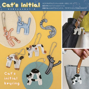 Luminous Reflective Letter Keychain Cat Animal Creative Design Bag Accessory Pendant Drop Loop Summer 2025 Fashion Trend