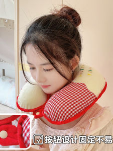 Gối Hình Quả Táo Hình Chữ U Màu Đỏ Hoạt Hình PP Cotton Cho Văn Phòng Ngủ Trưa Máy Bay Tại Nhà Gối Hỗ Trợ Cổ Bằng Vải Nhung