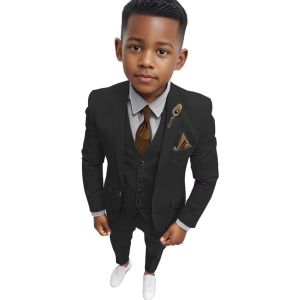 Handsome Pink Boys Suit 3 Piece Suit Big kids Custom Suits 2-18 Years Old Wedding Party Prom Tuxedos Blazer Vest Pants for Boys