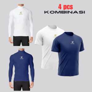 paket 4 pcs kombinasi manset lengan panjang & manset lengan pendek manset olahraga pria wanita KSPORT