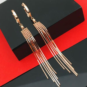 Rose Gold Plated 14K Color Gold Earrings Silver Coated Russian Purple Gold New Style Snake Bone Tassel Earrings for Ladies