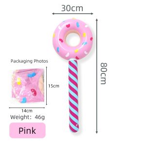 4 Colors 31.5 Inch Simulation Inflatable Lollipop Stick Toys Large Candy Float Donut Shape Balloons Birthday Gifts for Kids