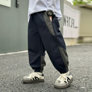 New Teen Boys Casual Pants Spring Autumn Splicing Style Loose Patchwork Sport Overalls Cargo Trousers For 4-14 Years Old Kids