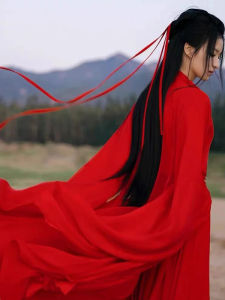 Váy Hanfu Đỏ Cổ Đại Cho Nữ Biểu Diễn Khiêu Vũ Phong Cách Hanfu Phong Cách Cổ Đại Mùa Xuân 2022 Bán Trực Tuyến Chất Liệu Khác