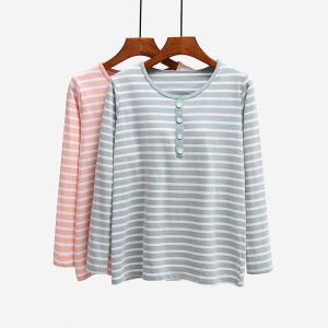 เสื้อยืดแขนยาวผู้หญิง ผ้าฝ้ายแท้ ฤดูใบไม้ร่วง/ฤดูหนาว เสื้อชั้นในแบบไม่ต้องใส่ เสื้อชั้นในแบบหลวมๆ เสื้อชั้นในสำหรับนอน