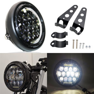 Universal 7 Inch Motorcycle LED Headlamp Moto Scooter 7" Round Headlight for Honda Cafe Racer Bobber Yamaha Suzuki Accessories