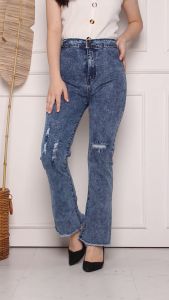 Yura Cutbray Ripped / Hw Jeans Cutbray Sobek Lapis / Hw Jeans Cutbray Hijab Friendly / Celana Panjang Sobek Lapis Wanita