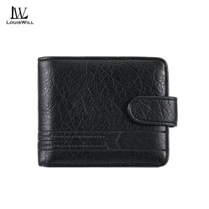 LouisWill Fashion Wallet Mens Simple Short Wallet Retro Textured PU Buckle Coin Purse Business Multi-Card Position Wallets Travel Purses Coin Pouch ID Credit Cards Holders