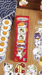 Japanese Wafu Style Yamaneko Food Adventure Paper Bookmarks Set Cute Cat Reading Marker Card Book Decoration Students