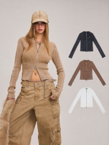 SMFK | Vintage Wild Double Zipper Knitted Cardigan