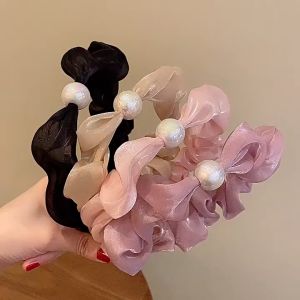 Bayar Di Tempat - Headband Ruffle / Bandana Motif Polos / Bando Mutiara Kerut / Bando Scrunchie