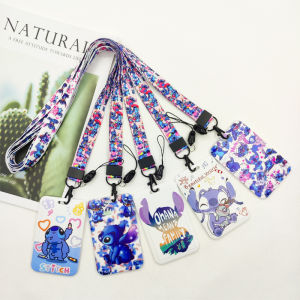 Disney Stitch Lanyard Credential Card Holder Kawaii Cartoon Subway  Badge Card Holders Student Campus Lanyard Cards Holder