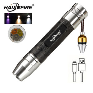 HaixnFire SV260 UV flashlight 365nm LED light 3 in 1 Yellow/white/Purple light USB rechargeable Jewelry jade pet stain ringworm mark mine money Scorpion light