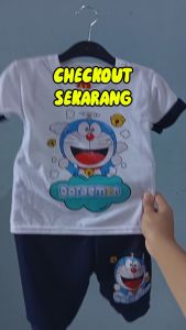 Setelan Baju Bayi Anak Laki-Laki Motif TAYO&DORAEMON Putih Usia 3-15 Bulan