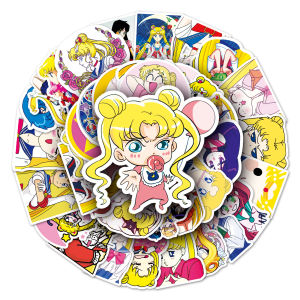 Bandai | 51pcs Kawaii Sailor Moon Anime Stickers Cute Girls Decorations DIY Diary Phone Stationery Cartoon Graffiti Sticker Decals