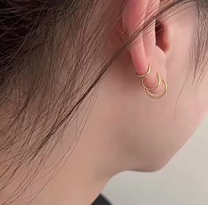 1 Pair 14/16/18/20/22mm 18K Golden Stainless Steel Hoop Earrings For Men Women Minimalist Small Circle Fashion Hoop Stainless Steel Earring Hypoallergenic Accessories