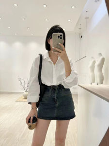 เสื้อเชิ้ตแขนยาวสีขาวสไตล์ฝรั่งเศสสำหรับผู้หญิงในช่วงฤดูร้อนปี 2024 เสื้อคลุมกันแดดแบบหลวมๆ สบายๆ ระดับไฮเอนด์