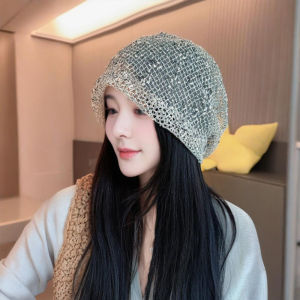BILLI ZILLY | Womens Ethnic Knitted Hat Summer Mesh Breathable Loose One Size Fits All Face Slimming Big Knit Overhead Cap Casual Style
