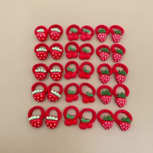 10/30 Sweet and Adorable Strawberry/cherry Fruit Hairbands Red Holiday Towel Hair Ties girl’s Hair Ties and Headbands