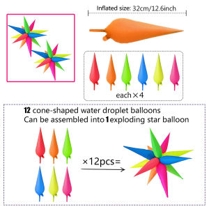 Neon fluorescent color explosion star aluminum foil balloons are used for birthdays weddings showers and glowing parties