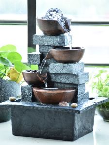 Creative Office Living Room Small Ornament Fountain Water Crossing Fog Wind Wheel Resin Handmade European Style Desktop Decoration