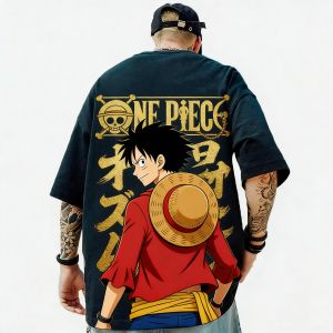 Bandai | "One Piece" Japanese Anime Mens Printed T-shirts Millennium Summer Leisure with Short Sleeves Leisure Boy Childrens T-shirt