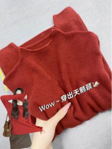 Áo Len Dệt Kim Cổ Cao Kiểu Dáng Ôm Vừa Vặn Cho Nữ Mùa Thu Đông Màu Đỏ an Giang Áo Sơ Mi Đơn Giản Mềm Mại Không Tay Dài Thường Ngày